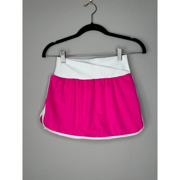 ELLIE Womens Size XS Hot Pink White Cross Front Mini Tennis Golf Skirt Skort - Picture 1 of 4